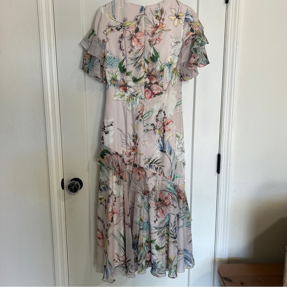 Theia Blush Floral Ruffle Dress - Picture 8 of 9